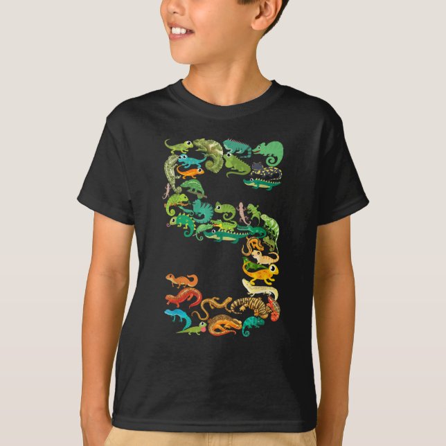 Barn 5:e födelsedagen Reptiles Lizards 3:e året T Shirt (Framsida)