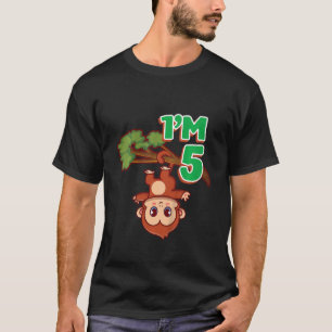Barn 5:e Födelsedagsfesten 5 år apa Ape Zoo Ani T Shirt