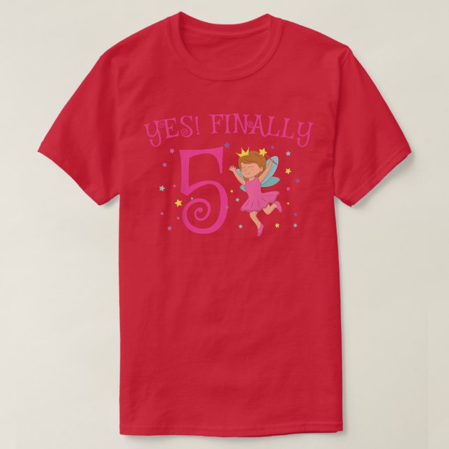 Barn 5:e Födelsedagsfesten Cake Fairy Tale Girl Pr T Shirt (Design framsida)