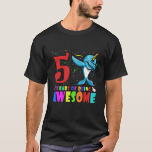 Barn 5:e Födelsedagsfesten Dabbing Narwhal - 5 år T Shirt