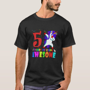 Barn 5:e Födelsedagsfesten Dabbing Unicorn - 5 år T Shirt