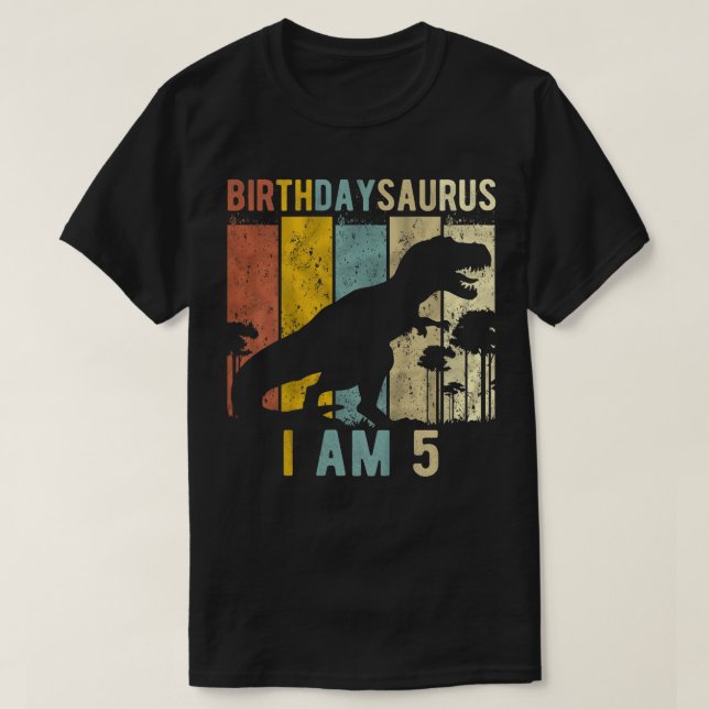 Barn 5:e födelsedagstidsindex T Rex 5 år gammal T Shirt (Design framsida)