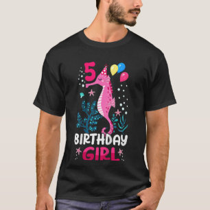 Barn 5:e födelsedagstjejen Seahorse Ocean Birthday T Shirt
