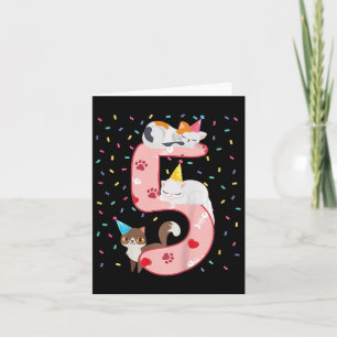 Barn 5:e födelsedagstjuret Cute Cat Outfit 5 år ga Kort