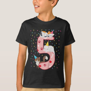 Barn 5:e födelsedagstjuret Cute Cat Outfit 5 år ga T Shirt