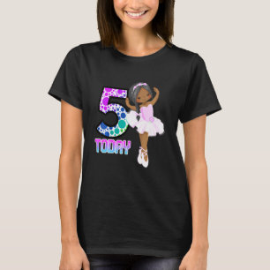 Barn 5 i dag, lilla flickor Ballet Birthday Black T Shirt