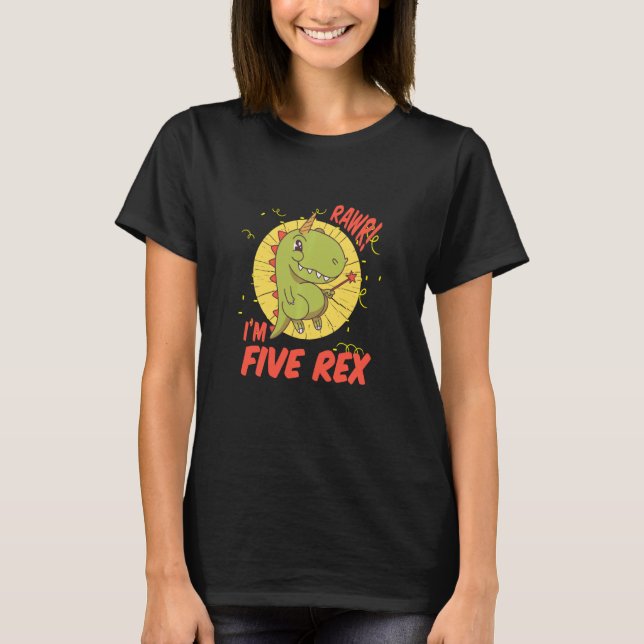 Barn 5 Rex 5:e födelsedag 5 dosinosaur 5 Y T Shirt (Framsida)