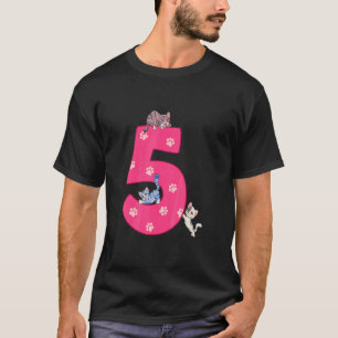 Barn 5 timmar Katt födelsedag Firman 5 år gammal K T Shirt