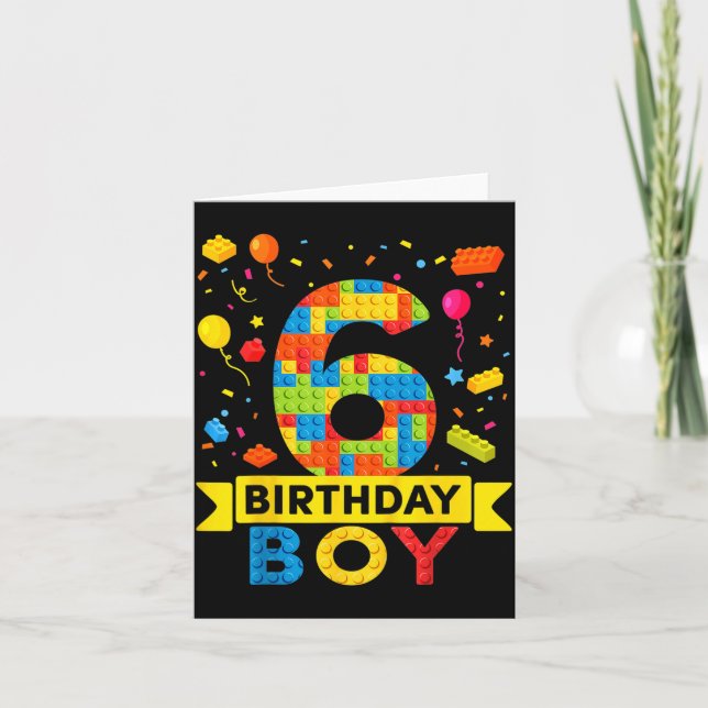 Barn 6 år byggklossar byggare 6-års kort (Framsida)