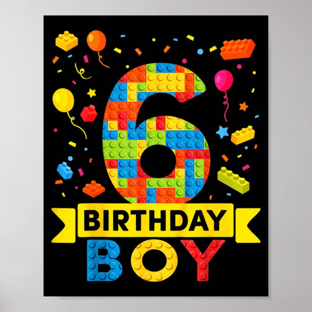 Barn 6 år byggklossar byggare 6-års poster (Framsidan)