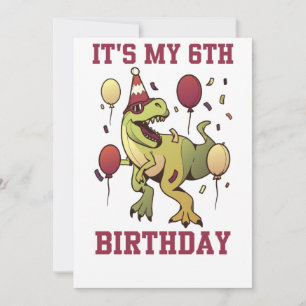 Barn 6 år dinosaurier födelsedag 6:e födelsedagsfe inbjudningar