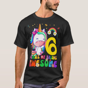 Barn 6 år gamla 6e Birthday Girl Princess Unico T Shirt