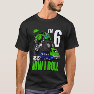 Barn 6 år gamla 6e födelsedag, monster Lastbilar B T Shirt