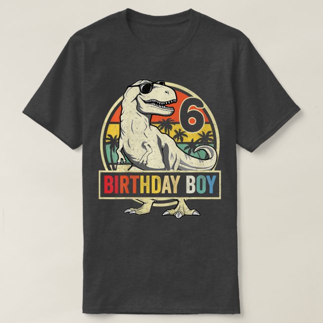 Barn 6 år gamla 6e-födelsedagstjocken Rex Dinosaur T Shirt (Design framsida)