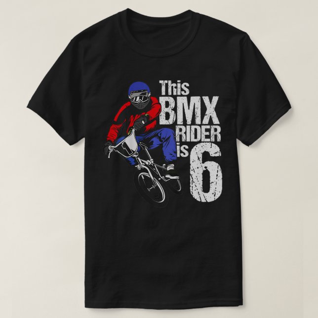 Barn 6 år gamla BMX Födelsedagsfest Boys Dirt Bike T Shirt (Design framsida)