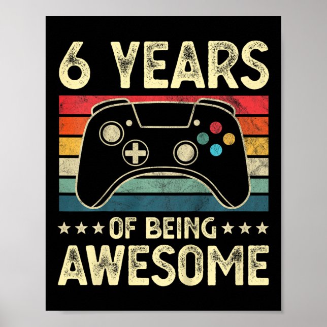 Barn 6 år gamla Fantastisk-videospel 6e födelsedag Poster (Framsidan)
