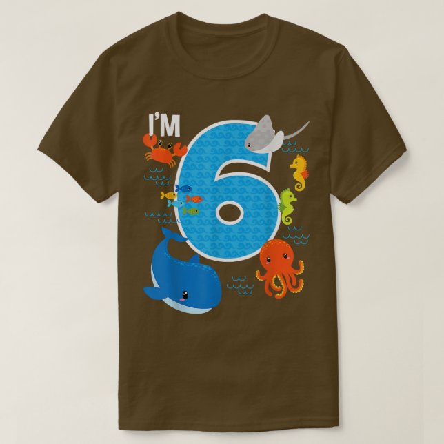 Barn 6 år gamla födelsedagsgäddfiskstrummor  t shirt (Design framsida)