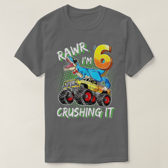 Barn 6 år gamla födelsedagstjejen T rex 6e Bday M Shirt (Design framsida)