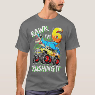 Barn 6 år gamla födelsedagstjejen T rex 6e Bday M Shirt