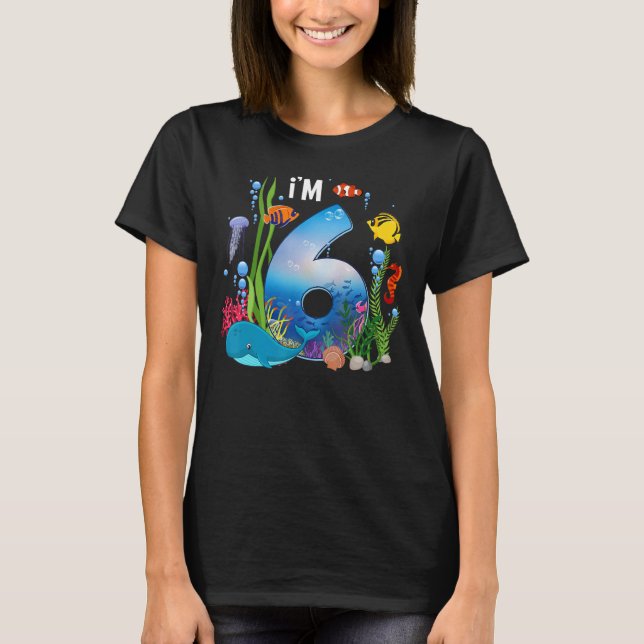 Barn 6 år gamla Ocean Life Whale Dolphin Shark 6e T Shirt (Framsida)