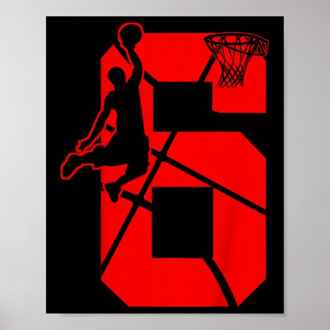 Barn 6 år gammal 6e-basketboll födelsedagspartiet  poster (Framsidan)