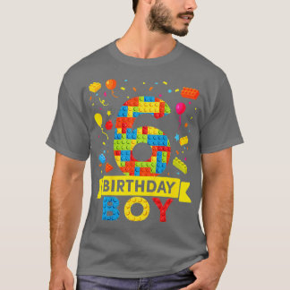 Barn 6 år gammal Byggnad blockerar 6e födelsedagst T Shirt