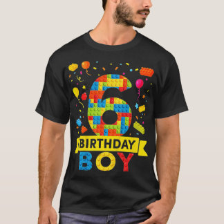 Barn 6 år gammal Byggnad blockerar 6e födelsedagst T Shirt