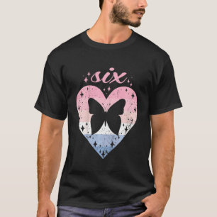 Barn 6 år gammal cute Butterfly Birthday Girl 6e B T Shirt