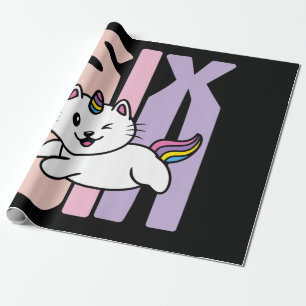 Barn 6 år gammal cute Caticorn Unicorn Birday Presentpapper