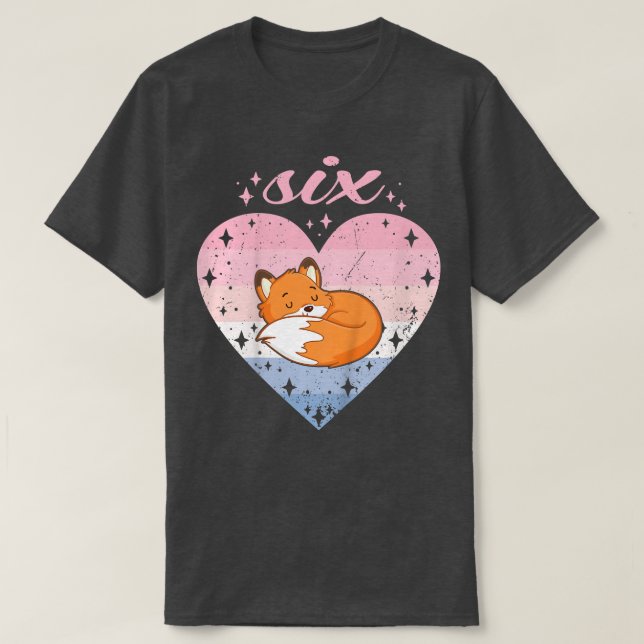 Barn 6 år gammal Cute Fox Birthday Girl 6e B day T Shirt (Design framsida)