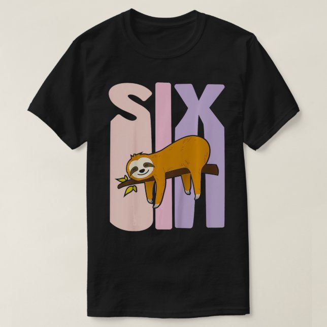 Barn 6 år gammal cute Sloth Birthday Girl 6e Bday T Shirt (Design framsida)