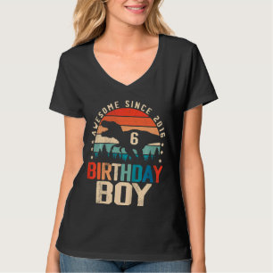Barn 6 år gammal dinosaur 6e Birthday Boy Trex Awe T Shirt