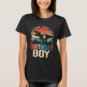 Barn 6 år gammal dinosaur 6e Birthday Boy Trex Awe T Shirt