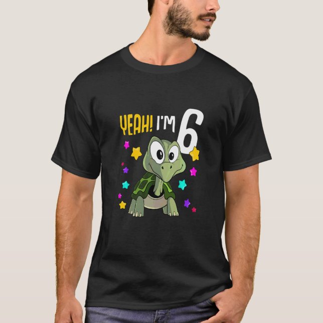 Barn 6 år Gammal flicka Turtle 6e Birthday T Shirt (Framsida)