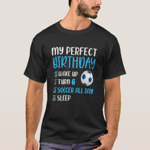 Barn 6 år gammal fotbollsson Födelsedagsfest 6e Bo T Shirt