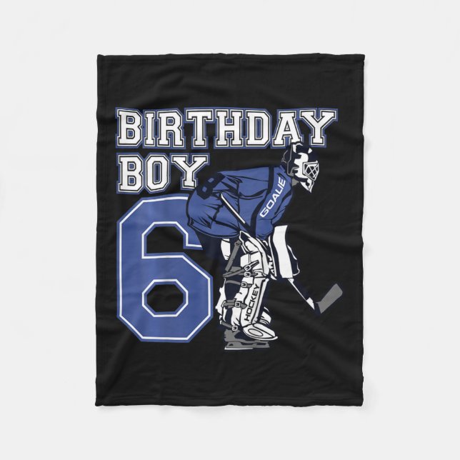 Barn 6 år gammal is Hockey Goalie Théd Birthday Fleecefilt (Framsidan)