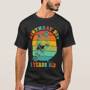 Barn 6 år gammal isjockey Retro-Födelsedagsfest 6 T Shirt