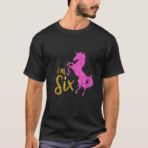 Barn 6 år gammal Jag är sex 6e-födelsedagstjejenår T Shirt