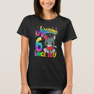 Barn 6 år gammal katt Fantastisk sedan 2017 katt 6 T Shirt