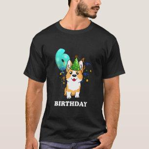 Barn 6 år gammal Kid 6-års födelsedag Corgi Valp H T Shirt