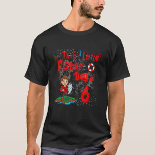 Barn 6 år gammal lille fiskpojke som fiskar barn t shirt