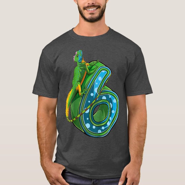 Barn 6 år gammal ödla Reptile 6e födelsedag T Shirt (Framsida)