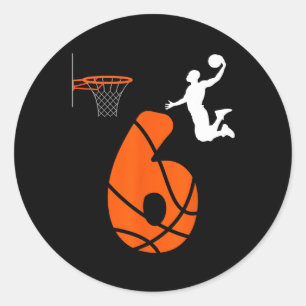 Barn 6 år gammal Slam dunk och min 6e-födelsedagsb Runt Klistermärke