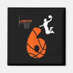 Barn 6 år gammal Slam dunk och min 6e-födelsedagsk Magnet