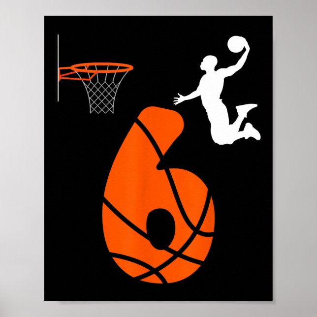 Barn 6 år gammal Slam dunk och min 6e-födelsedagsk Poster (Framsidan)
