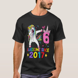 Barn 6 år gammal Unicorn Dabbing 6e Birthday Girl T Shirt
