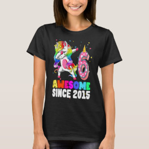 Barn 6 år gammal Unicorn Dabbing 6e Birthday Girl T Shirt
