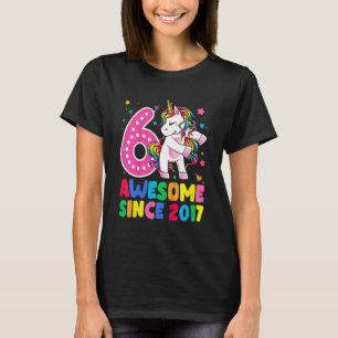 Barn 6 år gammal Unicorn Flossing 6e Birthday Gir T Shirt