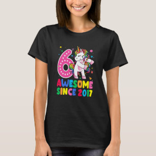 Barn 6 år gammal Unicorn Flossing 6e Birthday Gir T Shirt