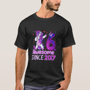 Barn 6 år gammal Unicorn Flossing 6e Birthday Gir T Shirt